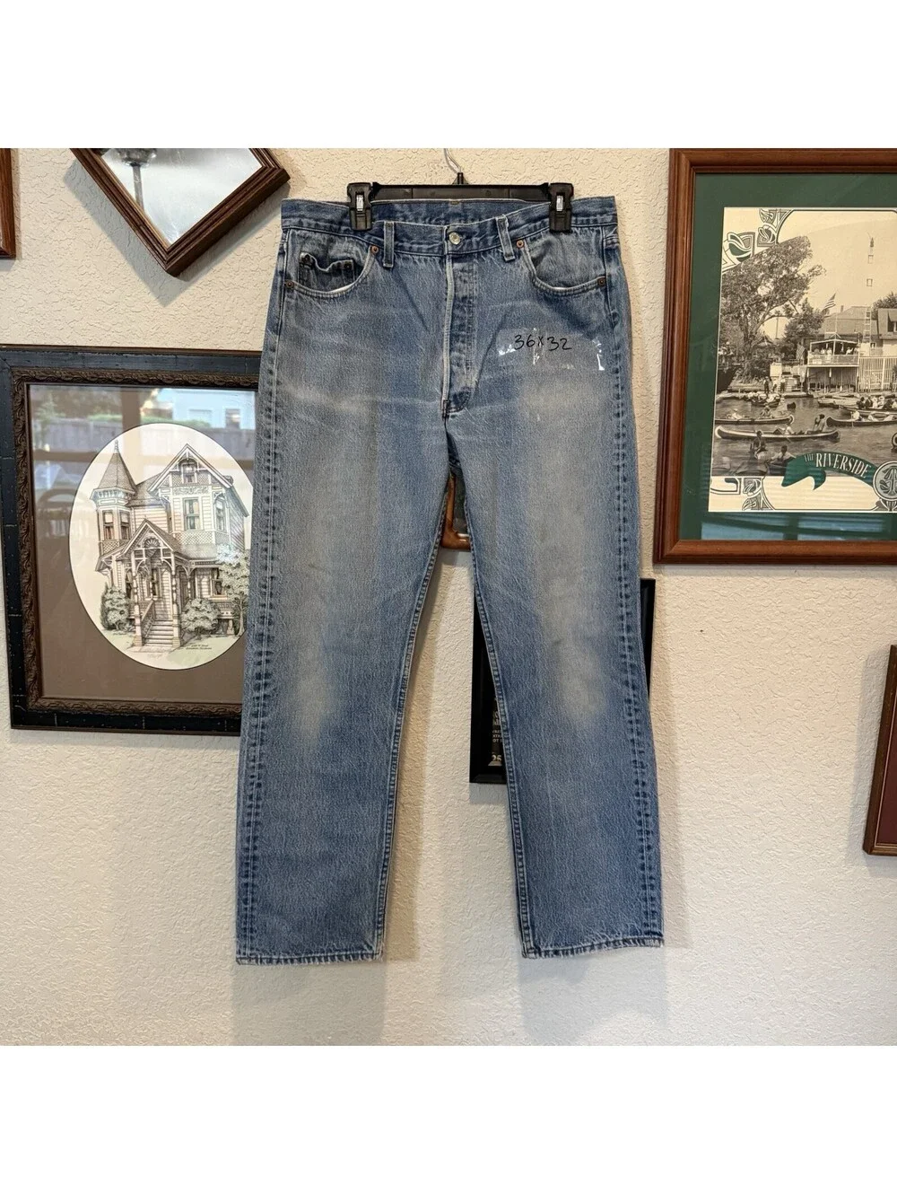 Vintage 80s RARE Levi’s 501 STF Men’s 36x32 Blue Denim Jeans Made in USA 1985